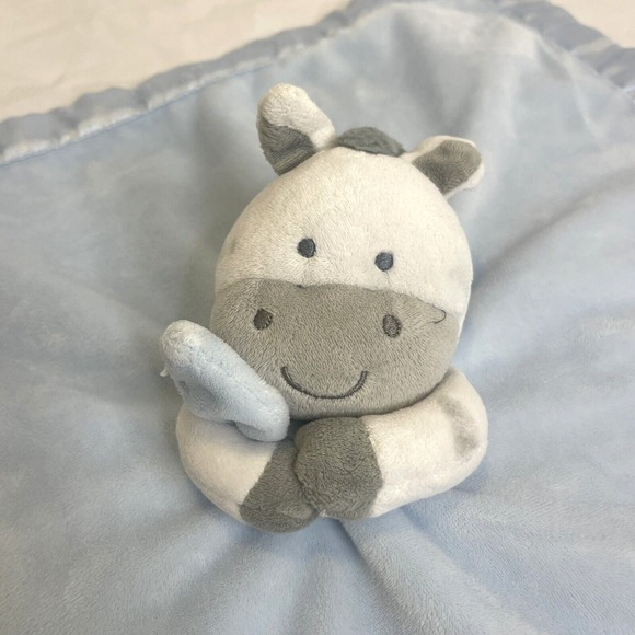 Carters Zebra Lovey Security Blanket Plush Satin Rattle‎ Gray White Baby Comfort - Picture 1 of 8